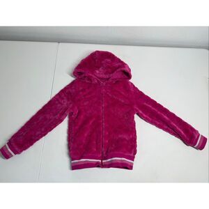 Wonder Nation Girls Pink Plush Hooded Jacket Full Zip Size S /6-6x